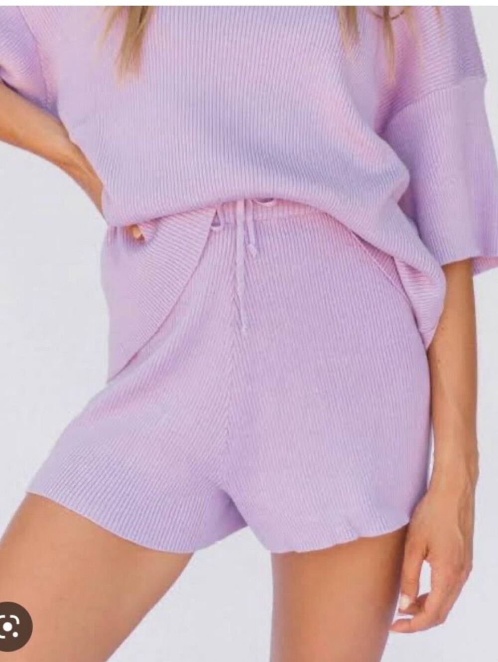 The Lullaby Club Alex Lavender Ribbed Knit Shorts